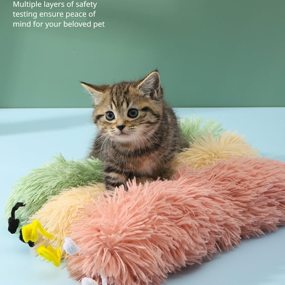 Caterpillar Catnip Toy with Crinkle Paper, Multi-Functional for Soothing and Play, Interactive for Cats and Christmas Fun-Yellow