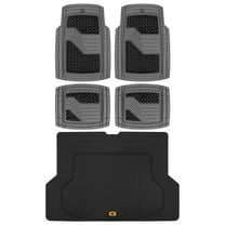 Caterpillar Diamond Steel Heavy-Duty Rubber Floor Mats & Cargo Trunk Liner for Car SUV Van Sedan, Charcoal & Black - Odorless Trim to Fit, All Weather Deep Dish
