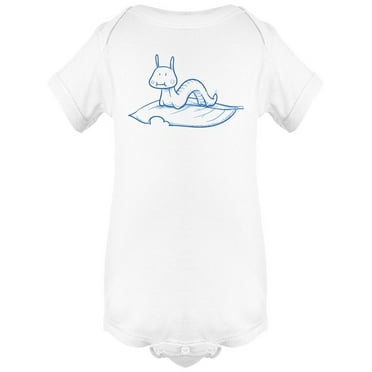 Caterpillar Eating Leaf Blue Ink Bodysuit Infant -Image by Shutterstock,  Newborn
