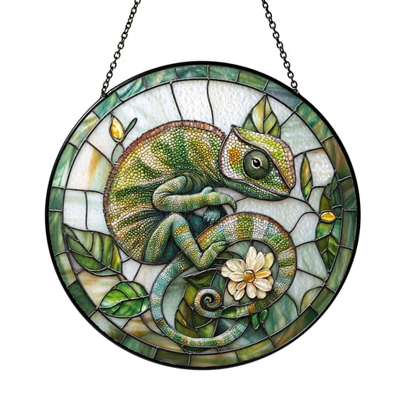 Caterpillar Leaf Suncatcher Window Hanging, Vibrant Stained Glass Style Botanical Decor, Gift Idea