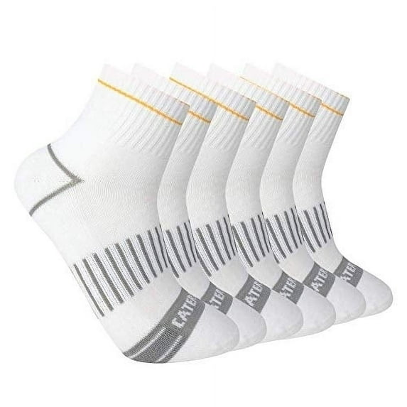 Caterpillar Men's Advanced Half Cushion Quarter Socks (6 Pack) White - 43CT302349TB-WHT WHITE
