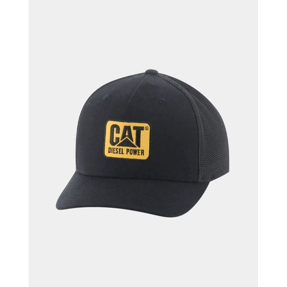 Caterpillar Workwear Vintage Snapback Embroidered 81% Polyester Men's Construction Trucker Hat, Black