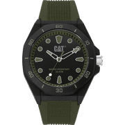 Caterpillar Mens Octa Shield ABS Case Silicone Strap Wristwatch, Black, Olive Green JA.110.23.312