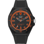 Caterpillar Men's Octa Shield ABS Case Silicone Strap Wristwatch, Black, Orange, JA.110.21.118
