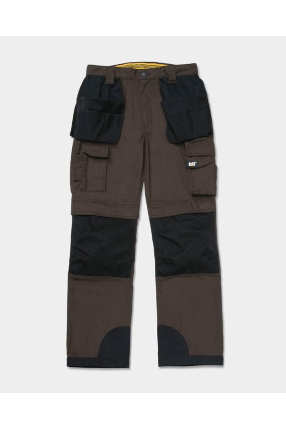 Men's Trademark Work Pants Built from Tough Canvas Fabric with Cargo Space, Classic Fit, Dark Earth/Black, 52W x 34L