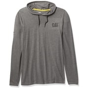 Caterpillar Mens UPF Hooded Banner Sun Protecter Long Sleeve Tee HEATHER GRAY