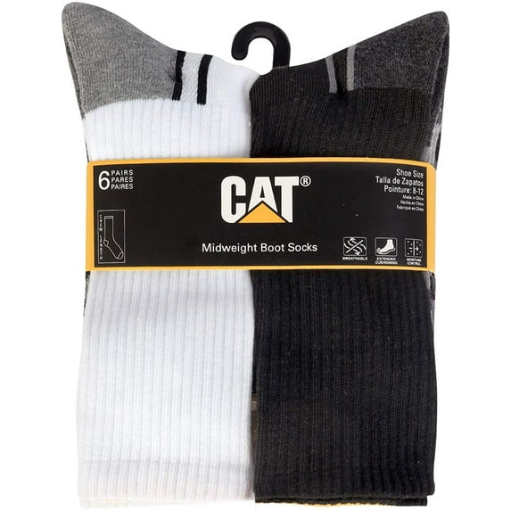 Caterpillar Men's Workwear Boot Crew Socks 6-Pack Multi