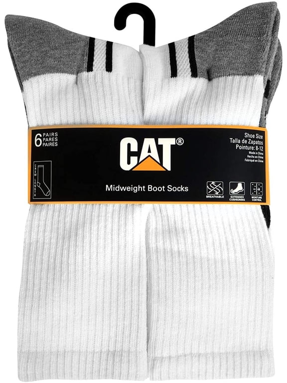 Men's Workwear Boot Socks 6-Pack White