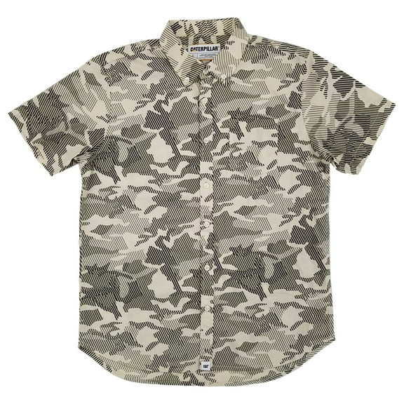 Caterpillar Mens Marshland Camouflage Short Sleeve Button-Down Shirt Small