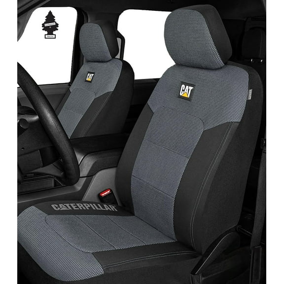 Caterpillar Mesh Flex Black/Grey, Honeycomb Design, Front Seat Covers, 2 Piece