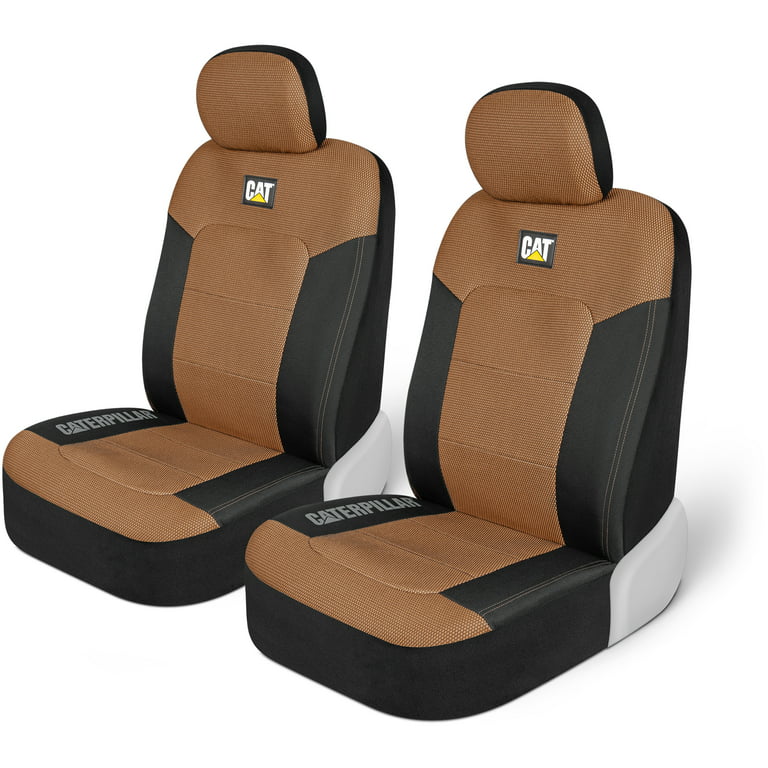 Caterpillar MeshFlex Automotive Seat Covers for Cars Trucks and SUVs (Set of 2) – Beige Car Seat Covers for Front Seats, Truck Seat Protectors