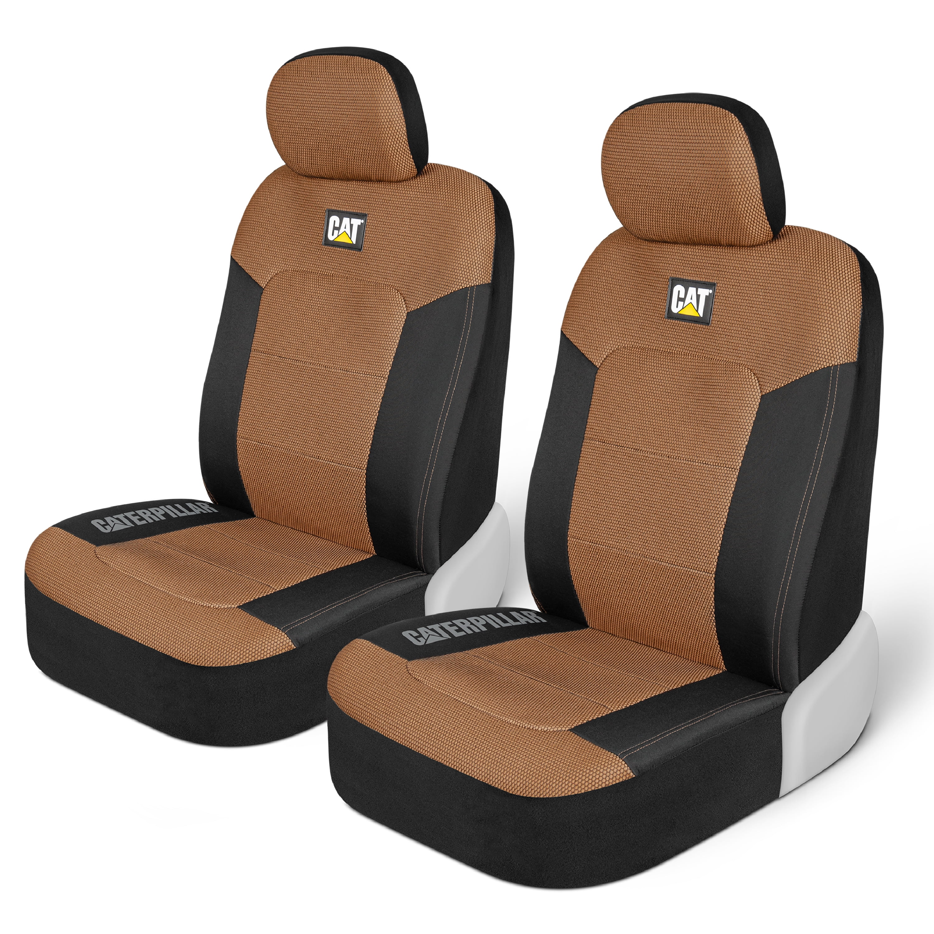 CAT Beige & Black Seat Covers For Cars, Trucks, & SUV - Set of (2) MeshFlex Car Seat Cover Front Seat Protectors - Airbag Compatible Seat Covers for SUV Interior Covers & Seat Cover Accessories