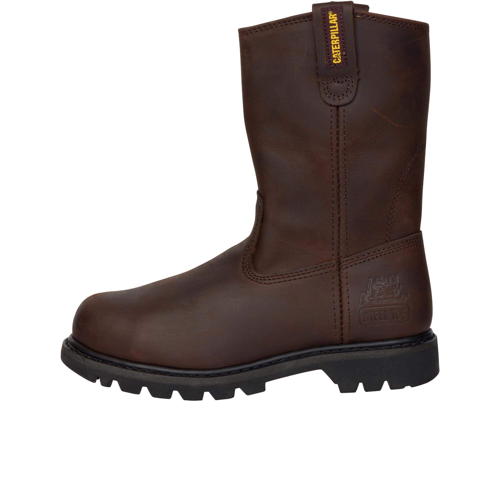 Caterpillar Men s Revolver Steel Toe Work Boot Brown Rubber Sole Construction Duty Walmart
