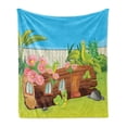 thumbnail image 1 of Caterpillar Soft Flannel Fleece Blanket, Caterpillars in the Backyard Cartoon Style Illustration with Flowers and Fence, Cozy Plush for Indoor and Outdoor Use, 70" x 90", Multicolor, by Ambesonne, 1 of 5