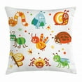 thumbnail image 1 of Caterpillar Throw Pillow Cushion Cover, Colorful Cartoonish Animals Butterfly Spider Ladybug and Grasshopper Design, Decorative Square Accent Pillow Case, 24 X 24 Inches, Multicolor, by Ambesonne, 1 of 2