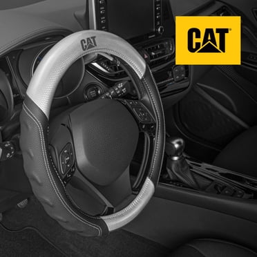 CAT Two-Tone Carbon Fiber Soft Leather Grip Steering Wheel Cover – Universal Fit