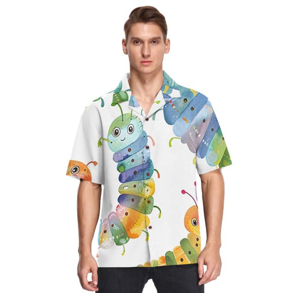 Caterpillars Men's Hawaiian Wrinkle Free Button Down Short Sleeve Shirt Casual Shirts Beach Shirts