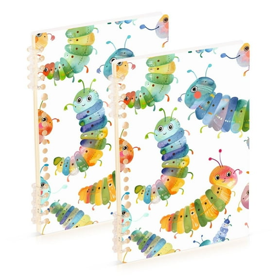 Caterpillars Ring Binder Notebook Journey Note Diary College Ruled Spiral Notebook Study Loose Leaf Paper A5 60 Pages