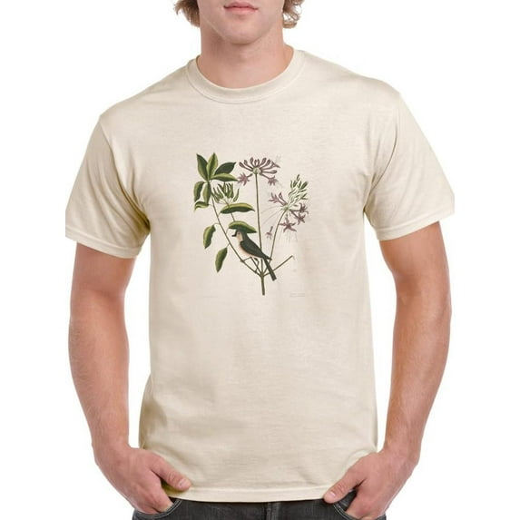 Catesby Bird Botanical Art T-Shirt Men -Mark Catesby Designs, Male Large