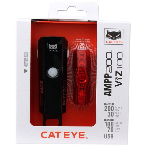 Cateye AMPP200 / VIZ100(USB-C) Headlight and Tailight Set