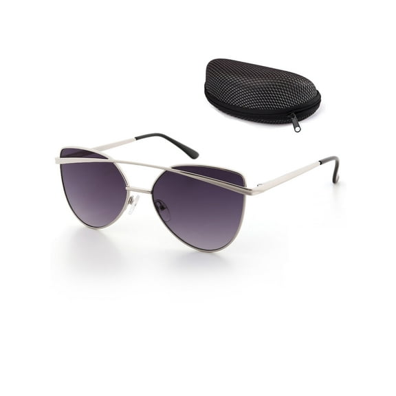 Cateye Sunglasses for Adult Women Female with Case, Grey, 56mm