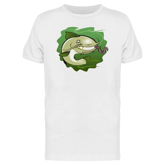 Catfish And Worm Cartoon Tee Men's -Image by Shutterstock