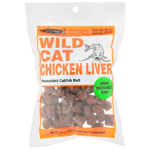 Catfish Charlie Wild Cat Chicken Liver Premolded Bait 12 oz for Freshwater Fishing