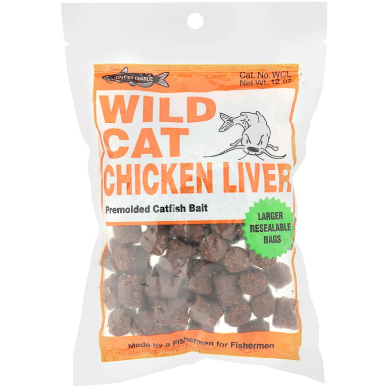 Catfish Charlie Wild Cat Chicken Liver Premolded Catfish Bait, 12 oz 