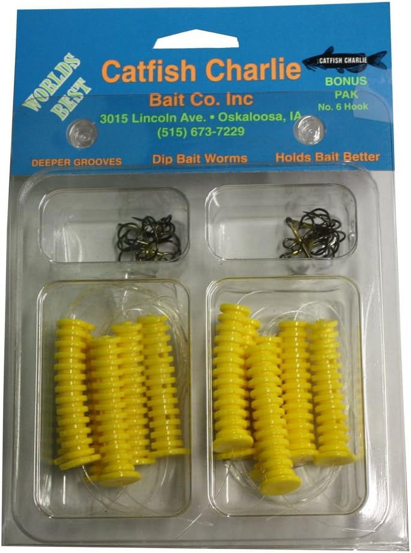 Catfish Charlies DBH Dip Bait WormsPack of 12, Yellow