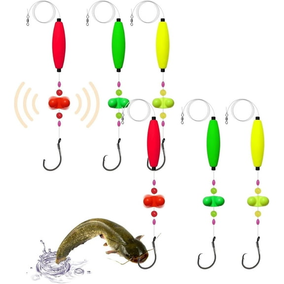 Catfish Fishing Set, Takedown Catfish Rigs for Bottom Fishing, Santee Cooper Rigs, 2 in 1 Rotating Rattles/Double Rattles Beads, Catfishing Tackle 3PCS/6PCS, EVA Peg Catfishing Equipment