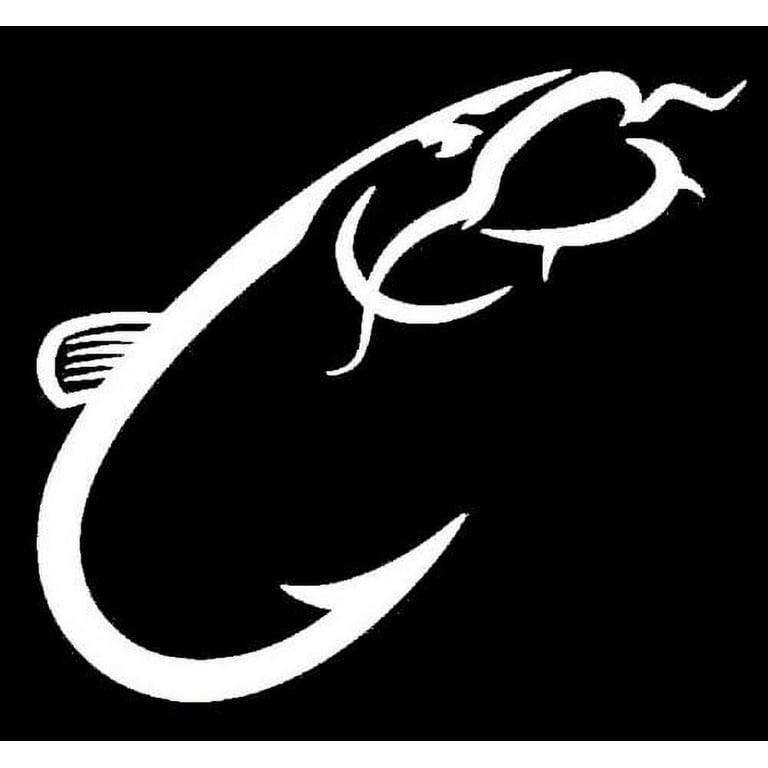 Catfish Hook Fishing Vinyl Decal Sticker for Car or Truck Window 4.5X6.5