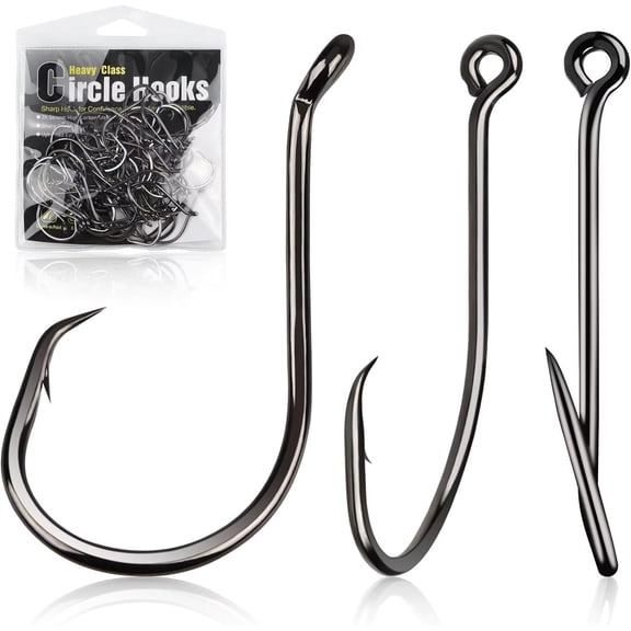 Catfish Offset Circle Hooks 4/0 Black Octopus Fishing Hooks for Bottom Fishing Rigs 80PCS