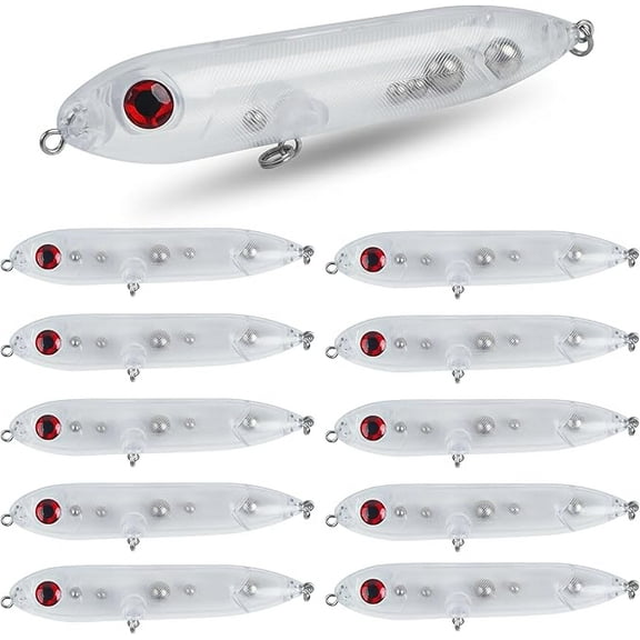 Catfish Rattling Line Float Lure for Catfishing Catfish Spook Rattle/Floats Peg Floats for Santee Rig Fishing 10 Pack Clear Unpainted Blank