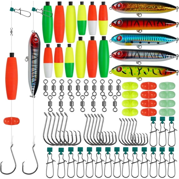 Catfish Rig Making Kit Catfishing Tackle Accessories Fishing Bait Rigs Catfishing Equipment with Fishing Bobbers Catfish Floats Catfish Hooks Swivels Fishing Rattles Bells Sinker Slide