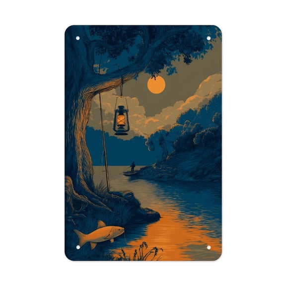 Catfish_River_Night Weather-Resistant Tin Sign - Fade-Proof - Outdoor Use
