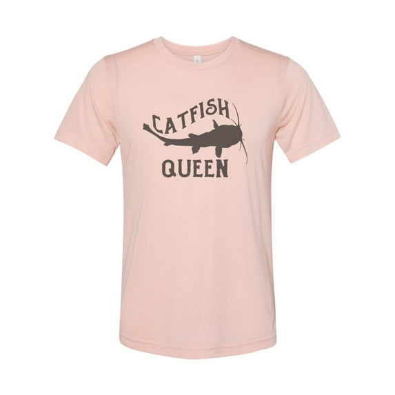 "Catfish Shirt, Catfish Queen, Gift For Her, Women's Fishing Shirt, Fishing Mom, Ladies Top, Funny Tees, Catfish Lover, Trendy T, 2020 Tee, Peach, SMALL"