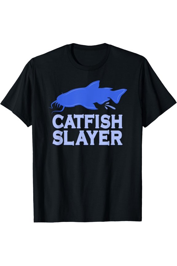 Catfish Slayer - Wels Catfish Hunter T-Shirt men and women can wear, black, white, gifts