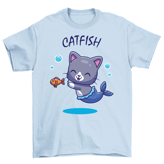 Catfish T-Shirt Cute Funny Cat Mermaid Tee Men Women