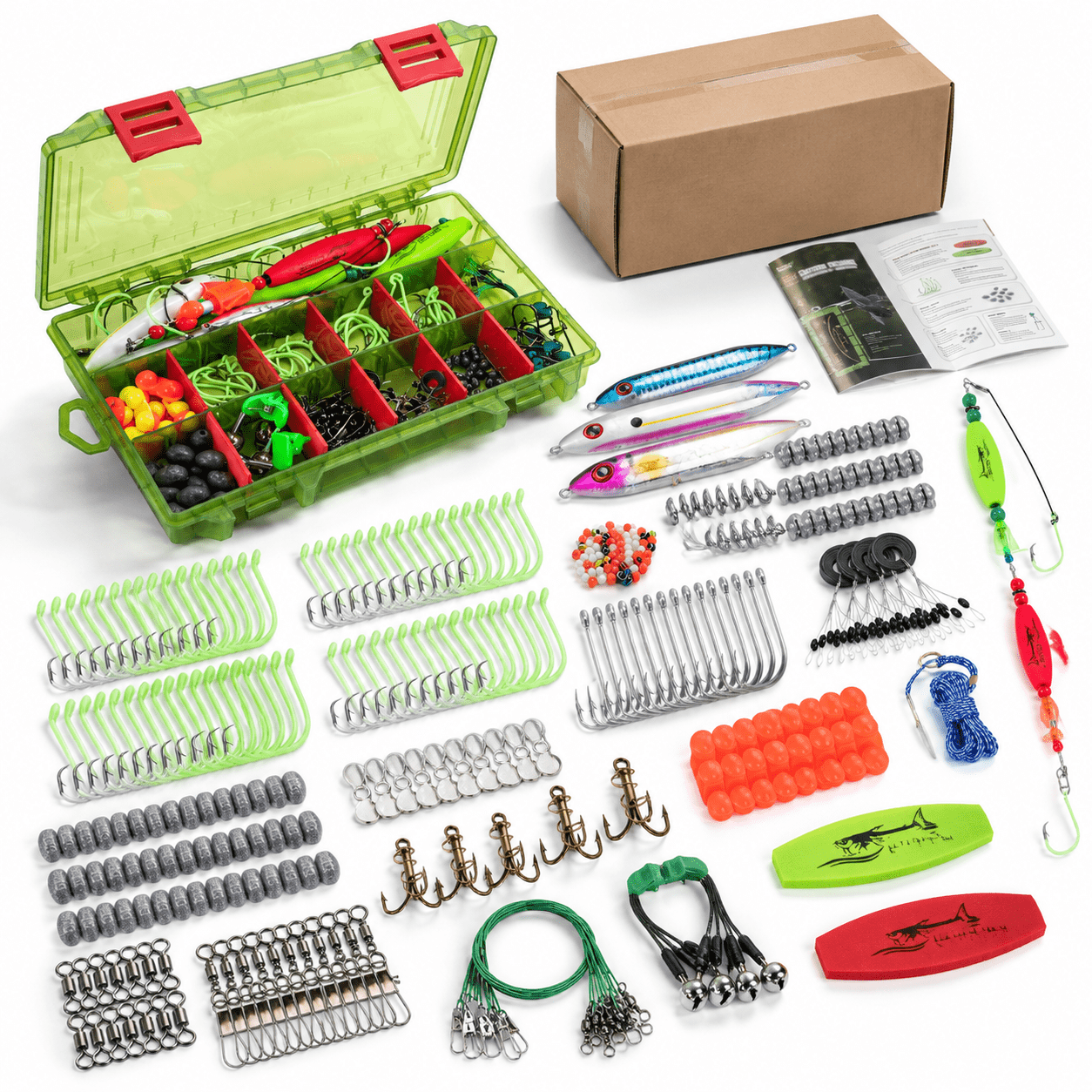 Catfish Tackle Kit with Pre-Rigged Rigs and 3600 Tackle Box, 300-Piece ...