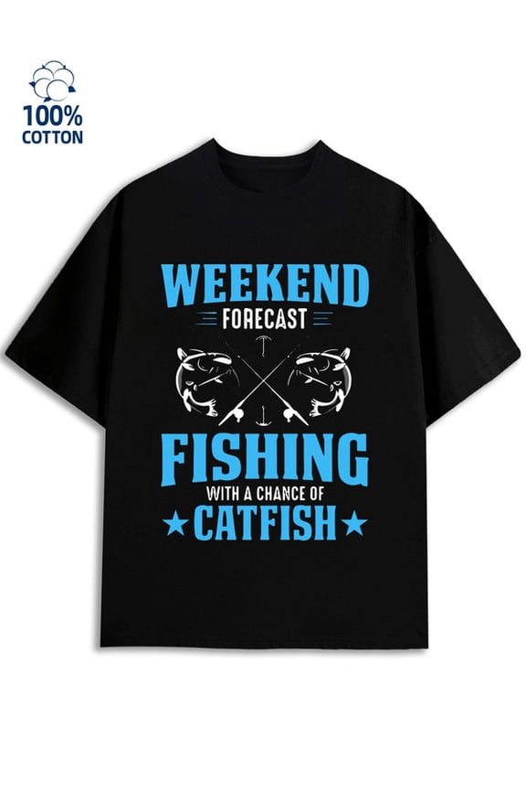 Catfish Weekend men's 180G 100% Cotton black Fashion Unisex Shirt Crewneck tshirts Basic Unisex Shirt Printed tshirts Vintage Unisex Shirt Printed tshirts Classic Unisex Shirt Graphic Tee tshirts