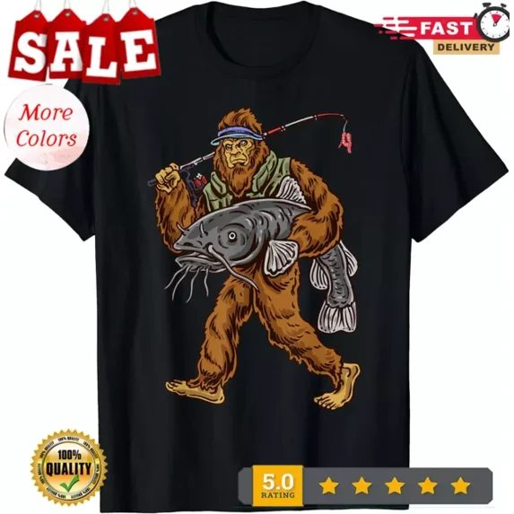 Catfishing Bigfoot Hunting Catfishermen Passion Unisex T-Shirt Unisex S-5XL Hot Trending Shirt, Vintage Birthday Gift
