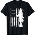 thumbnail image 1 of Catfishing Catfish Fishing Fisherman White American USA Flag T-Shirt, 1 of 4