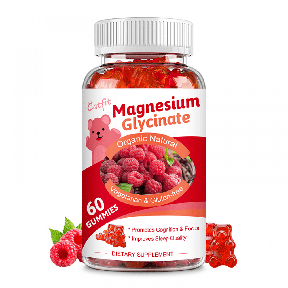 Catfit Magnesium Glycinate Gummies - 500mg Magnesium Glycinate Gummies Supplement for Relaxation, Cognition and Sleep Quality, Sugar Free - 60 Gummies