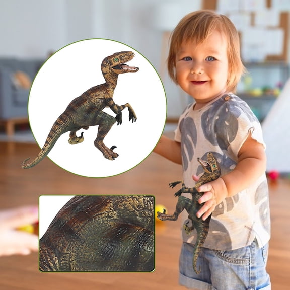 Catgeta Boy Gift Dinosaur Model Velociraptor Hand-painted Figurine 5.1x4.3x2.9 Durable Plastic Multi-color Educational Toy Decor