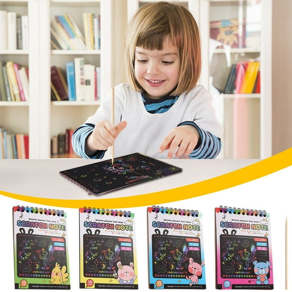 Catgeta Scratch Art Books for Kids,Rainbow Scratch Off Art Kits for Kids - Colorful Activity Book Pad,Creative Birthday Party Favors & Christmas Toys Gift for Girls & Boys(Pink)