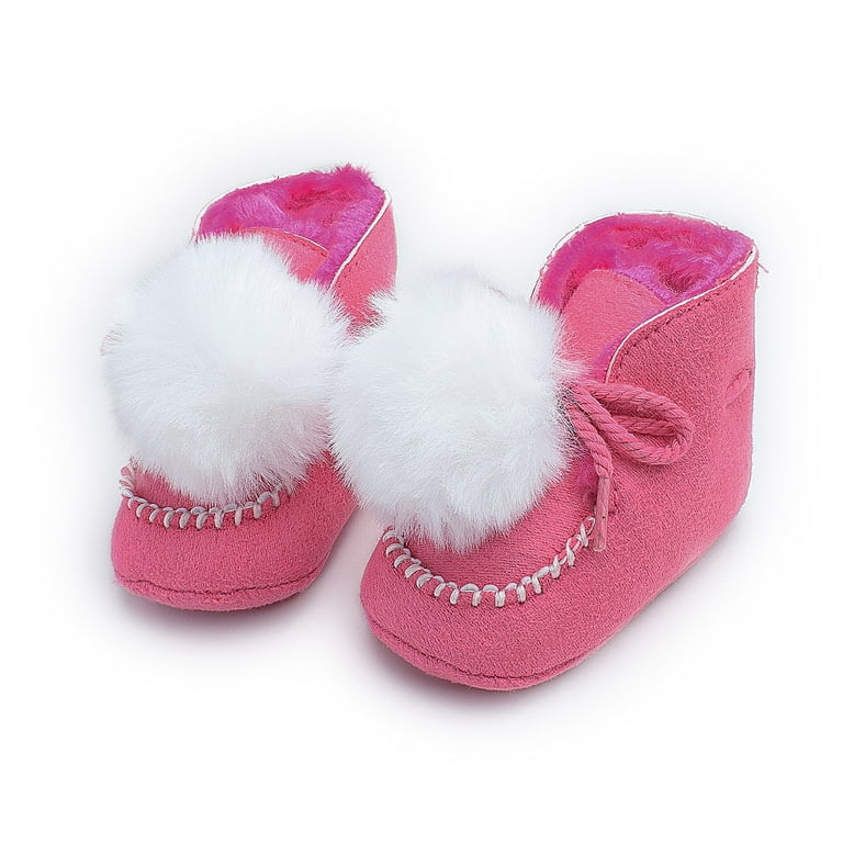 Cathalem 1 Year Old Girl Shoes Babys Boys Girls Winter Hair Ball Fluffy  Cotton Shoes Toddler Shoes Boys Canvas Shoes Size Pink 6 Months 