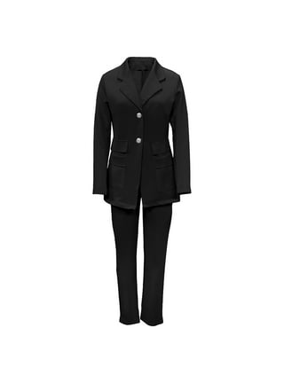 Womens Blazer Suits Outfits OL Suit Pants Set Jacket Ladies Buttons Lapel  Coat