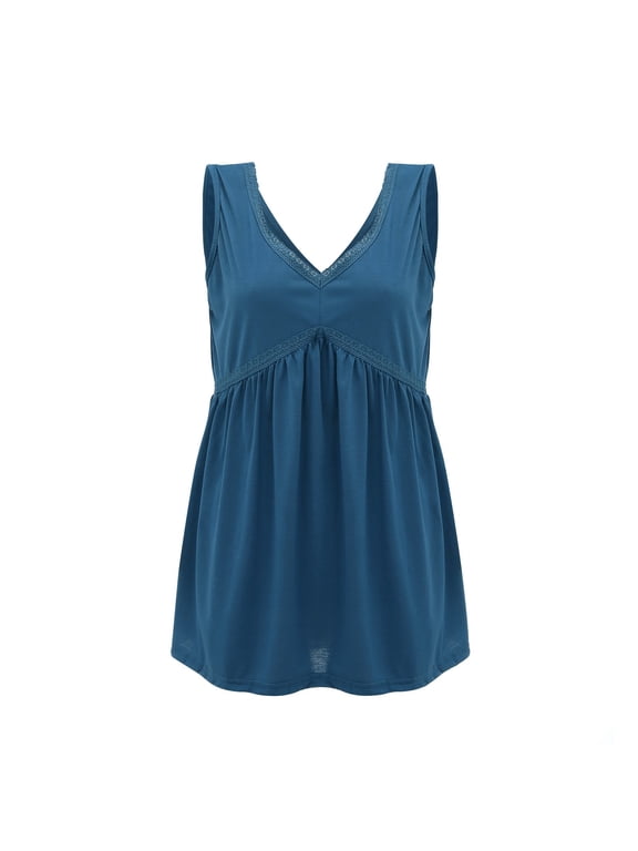 3xl Crop Top Women's Lace Tank Tops V Neck Sleeveless Summer Casual T Shirts Tunic Loose Shirt 2x Tunic Tops Vest Navy Medium