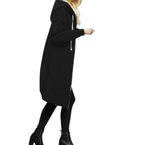 Cathalem Adult Coat Female Coats Snow Gear Women Open Long Sweatshirt Warm Coat Jacket Tops Hoodies Women Women's Coat Vest for Women (Black, XXL)