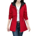 thumbnail image 1 of Cathalem Adult Coat Female Coats Women's Jackets Solid Color Coat Zipper Lapel Hood Reversible Windbreaker Hiking Jacket Women (Red, L), 1 of 7